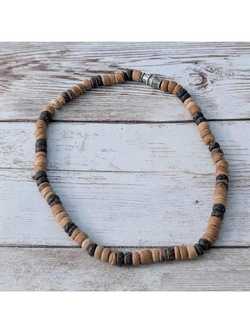 Vintage Anklet or Large Bracelet - Brown/Tan Tones with Screw Clasp